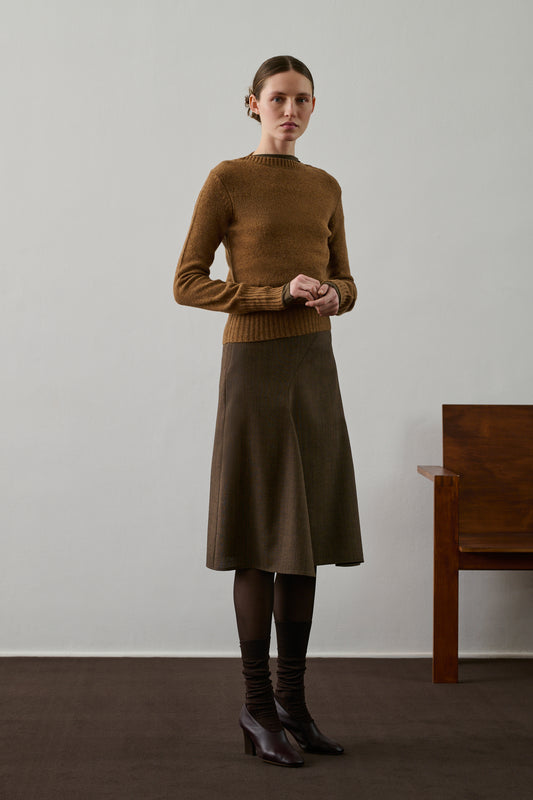 Jupe Gali - Marron Chiné - Laine - Femme
