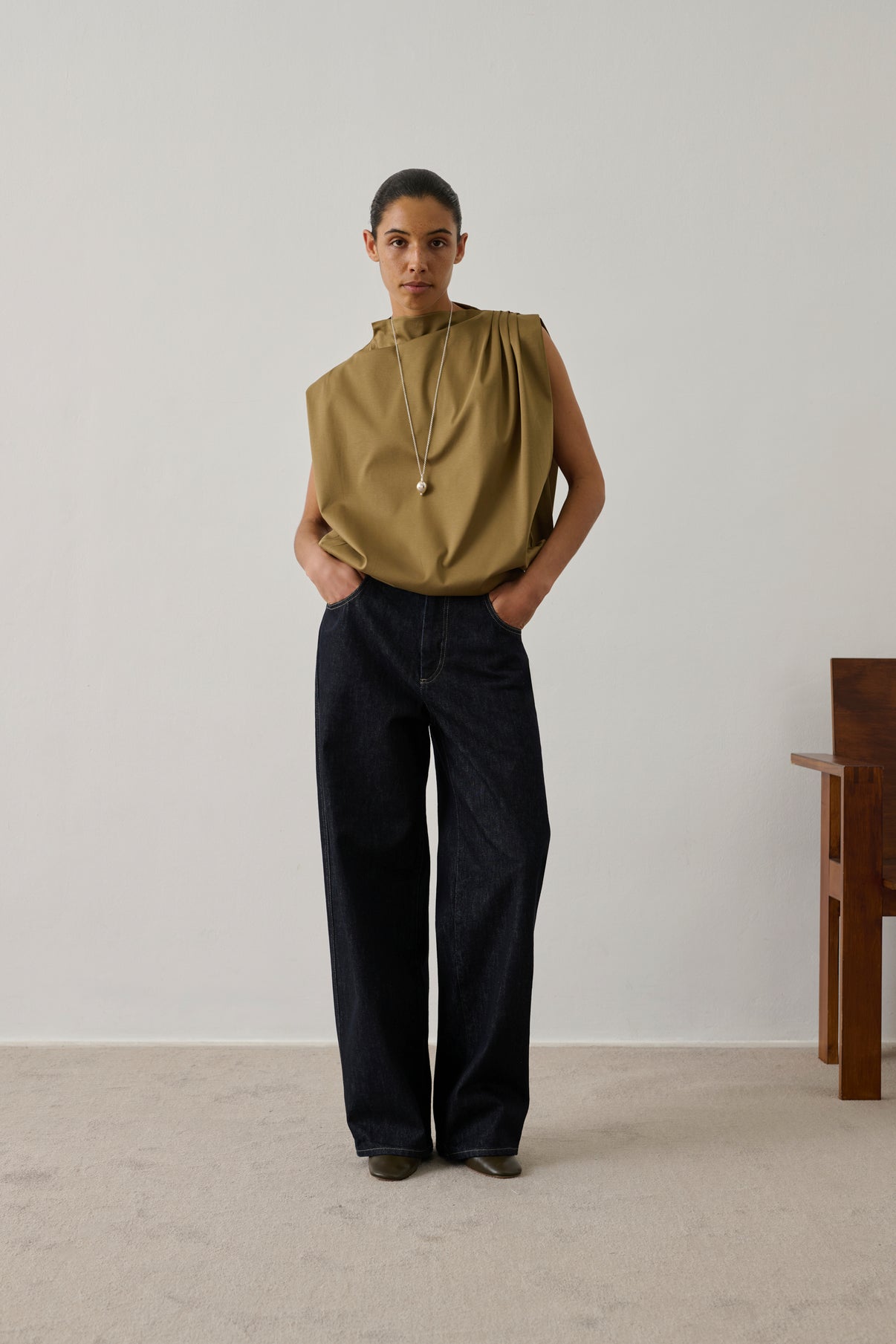 Top Idris - Beige Vert - Coton - Femme vue 1