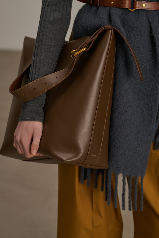 Sac Saudade - Taupe/Cognac - Cuir - Femme