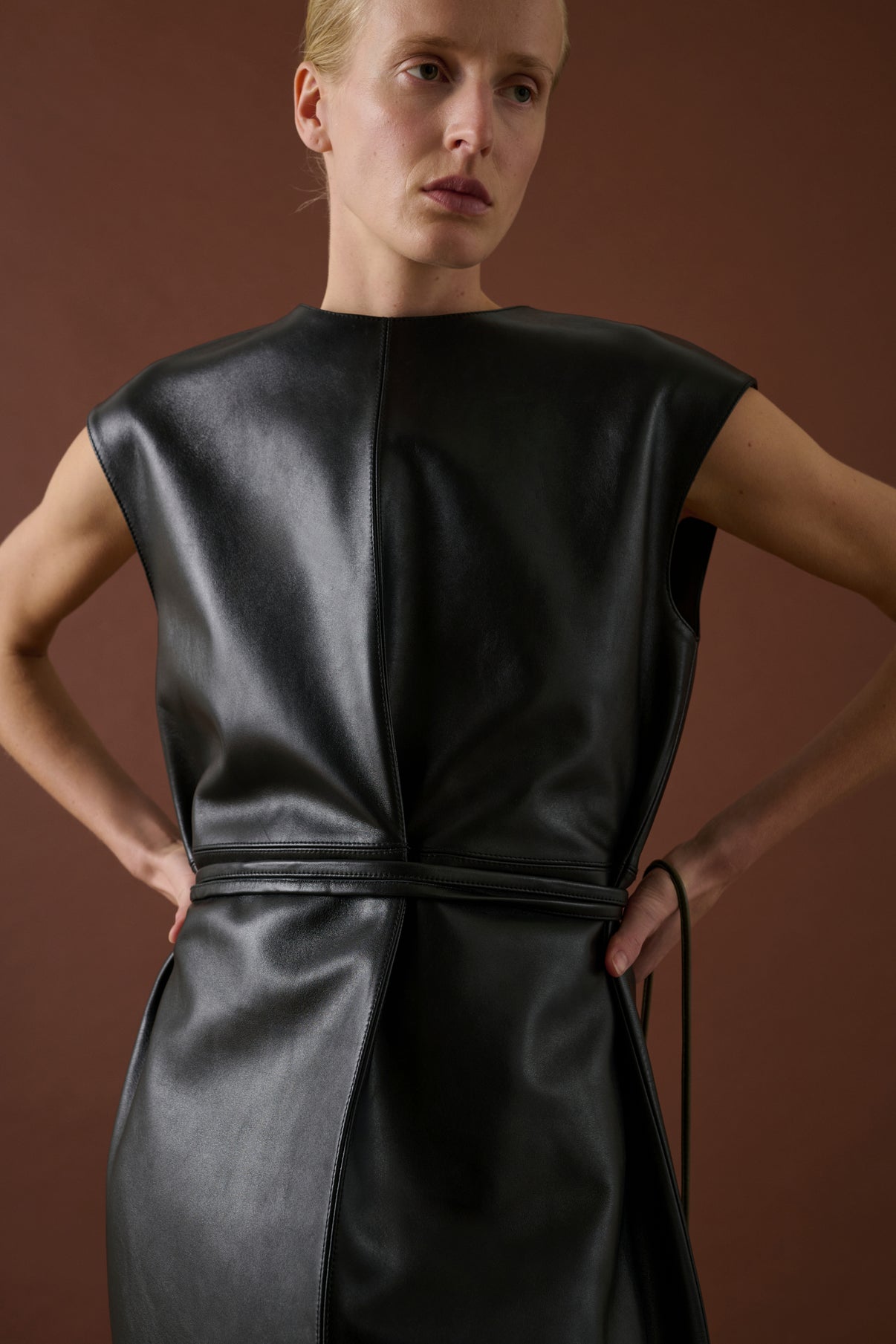 Robe Sofia - Noir - Cuir - Femme vue 3